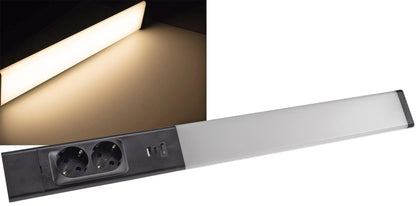 LED Unterbauleuchte schwarz mit USB A+C PD, 60cm, Neutralweiß und warmweiß
