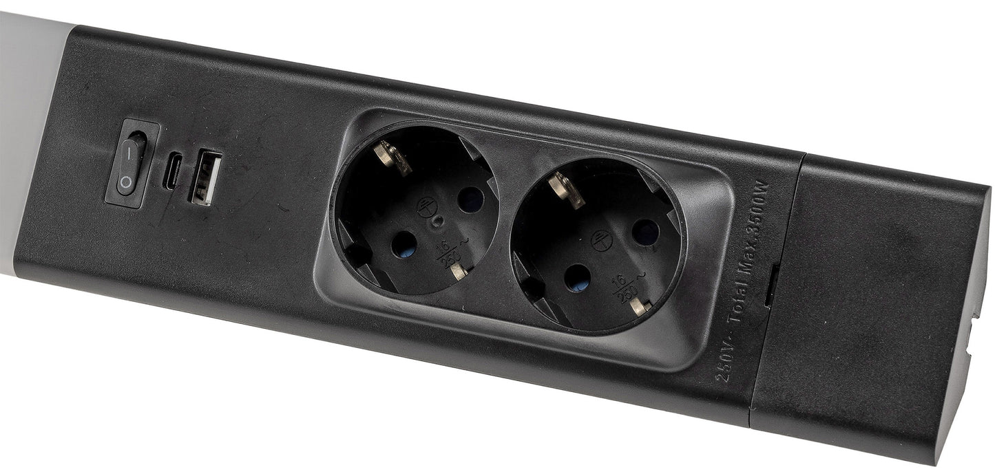 LED Unterbauleuchte schwarz mit USB A+C PD, 60cm, Neutralweiß und warmweiß