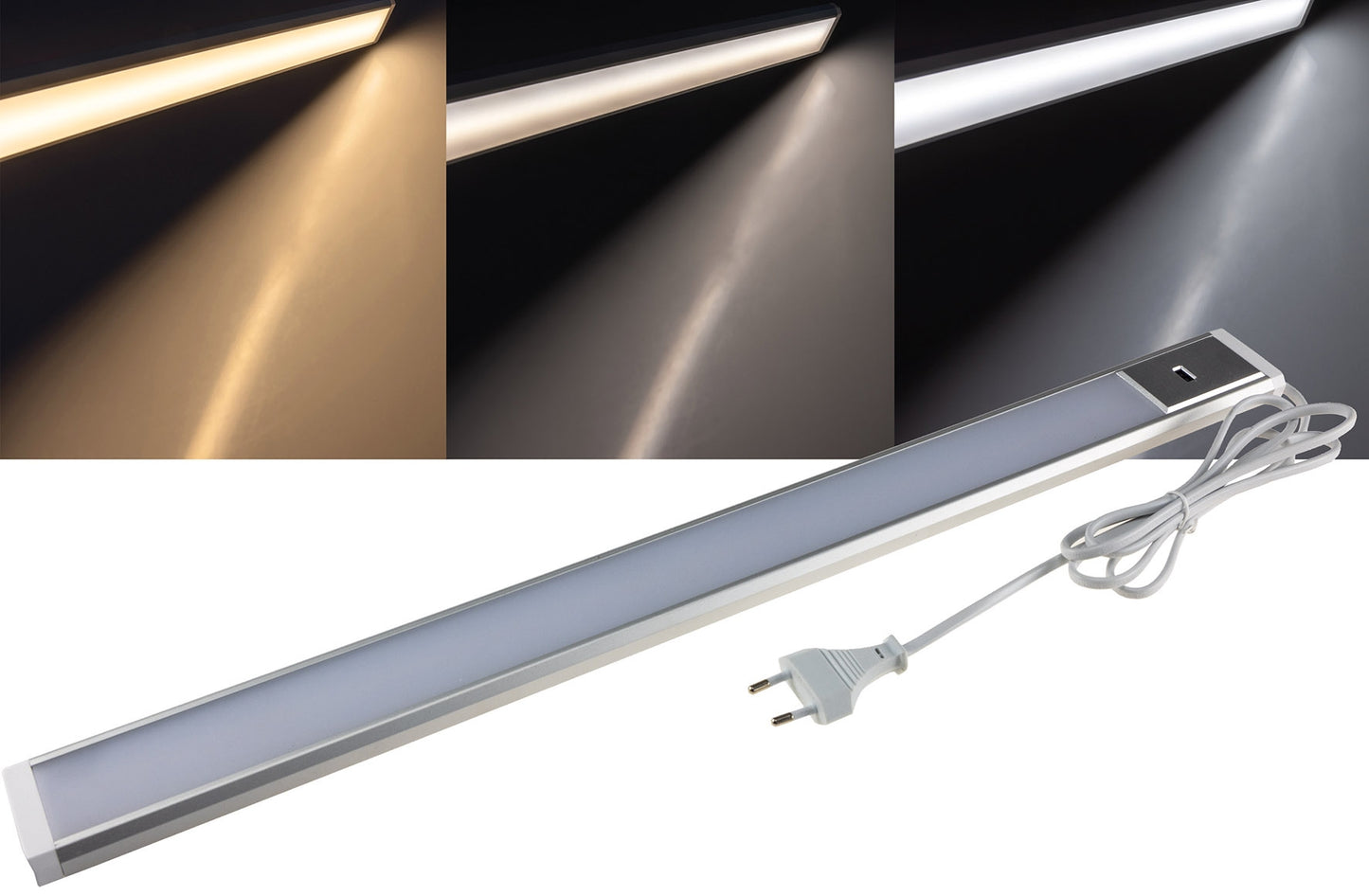 LED Unterbauleuchte 60cm, 230V, Dimmbar, IR-Sensor - Farbtemperatur einstellbar (3000-6500K)