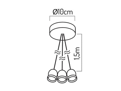 LED-Hängeleuchte Pendelleuchte – 3x E27 Fassung in Jute-Optik (1,5m)