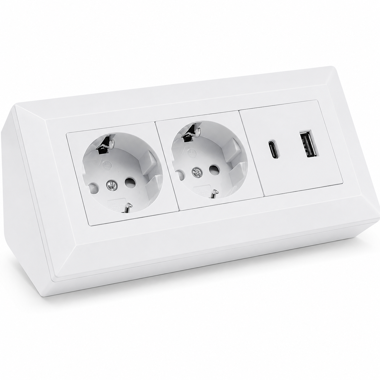 2-fach Steckdosenblock mit USB-A & USB-C – Praktische Stromversorgung in stilvollen Farben