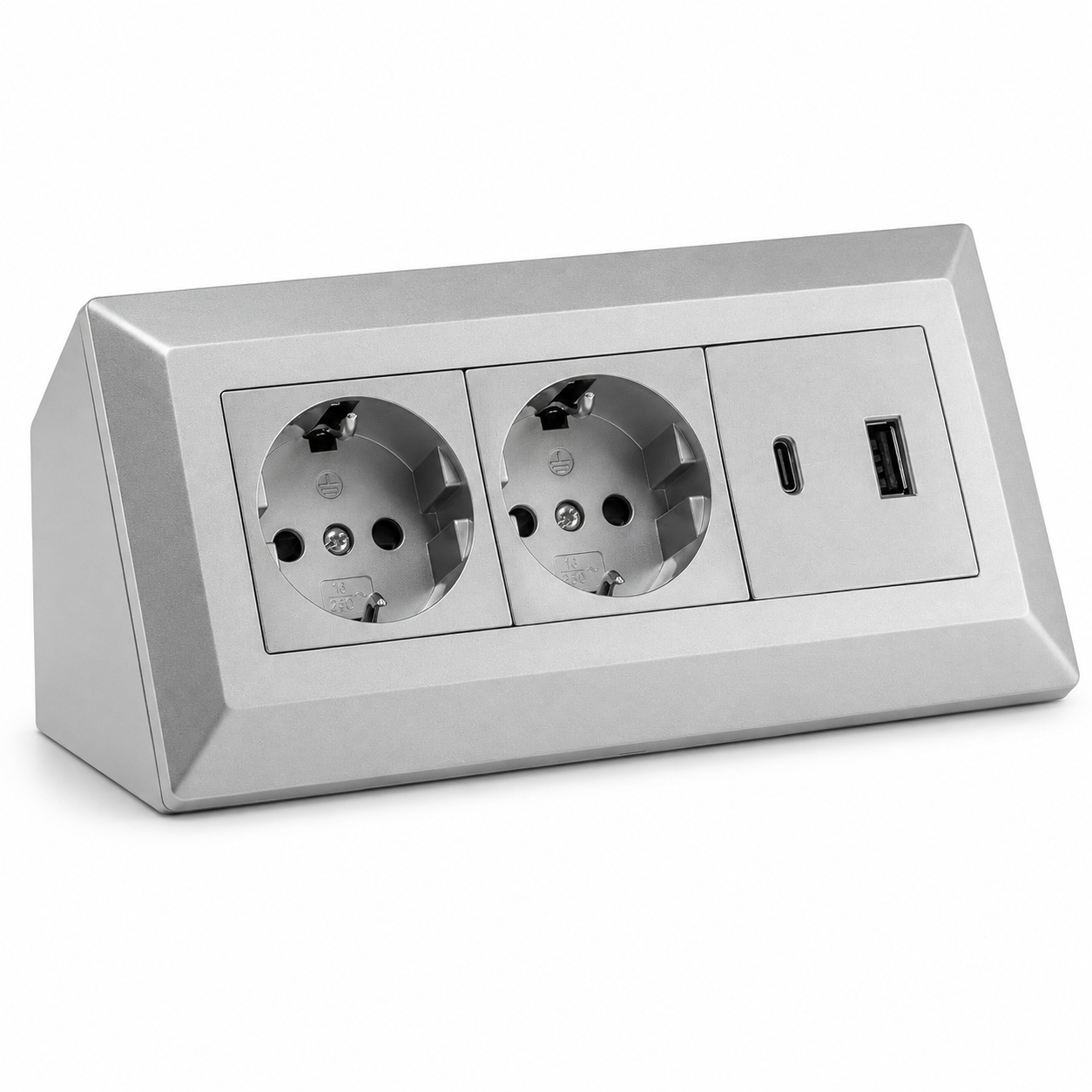 2-fach Steckdosenblock mit USB-A & USB-C – Praktische Stromversorgung in stilvollen Farben