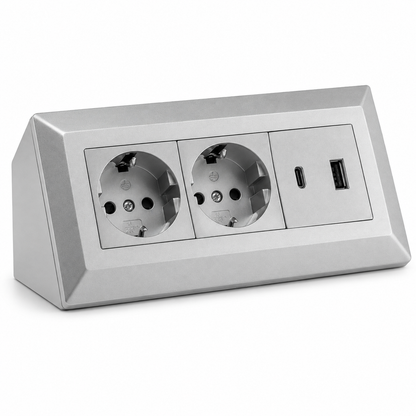 2-fach Steckdosenblock mit USB-A & USB-C – Praktische Stromversorgung in stilvollen Farben