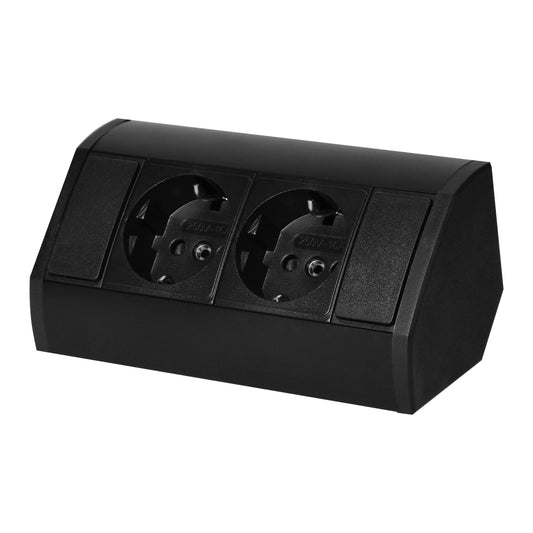 Trano Möbel-Steckdose schwarz | 2x/3x Schuko + USB A+C | 230V, 3680W, IP20, Kabel 0,6m, moderne Einbau-Steckdosenleiste