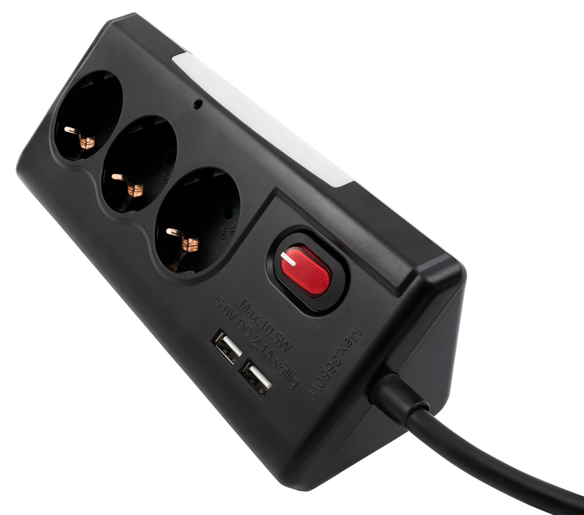 Möbelsteckdose 3-fach Schalter USB Steckdosenleiste Schreibtisch Büro Küche 1,4m