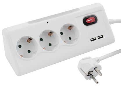 Möbelsteckdose 3-fach Schalter USB Steckdosenleiste Schreibtisch Büro Küche 1,4m