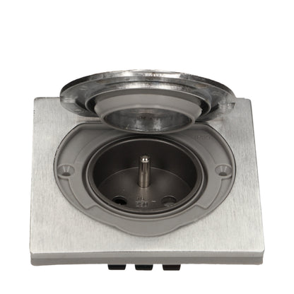 Steckdose für Unterputzmontage IP44 Edelstahl Schuko mit Klapp-Deckel