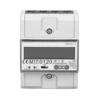 3-Phasen-Stromzähler weiß mit Display mit 1000 IMP/KWH für DIN-Schiene