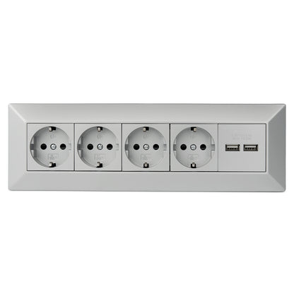 Möbel-Steckdose 4-fach 2x USB-A Mehrfachsteckdose Steckdosenleiste Küche Büro Tisch