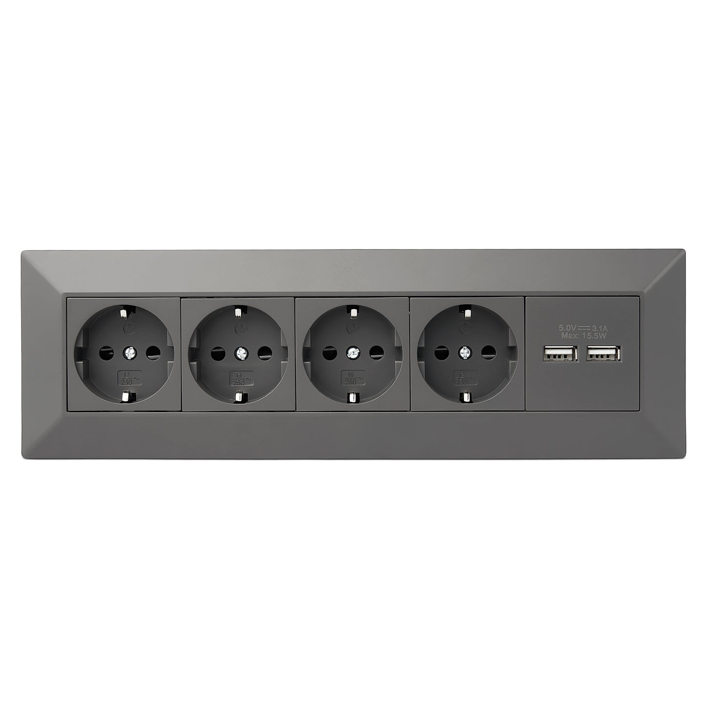 Möbel-Steckdose 4-fach 2x USB Mehrfachsteckdose Steckdosenleiste Küche Büro Tisch