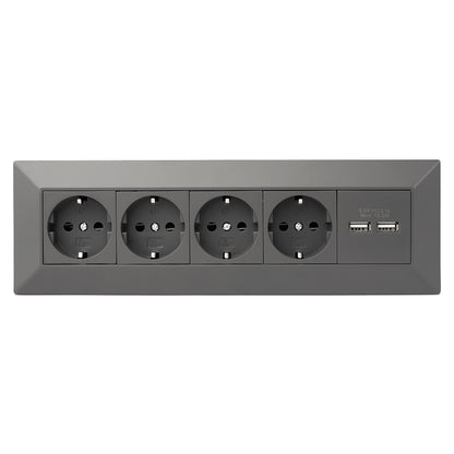 Möbel-Steckdose 4-fach 2x USB-A Mehrfachsteckdose Steckdosenleiste Küche Büro Tisch