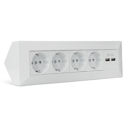 Möbel-Steckdose 4-fach 2x USB-A Mehrfachsteckdose Steckdosenleiste Küche Büro Tisch