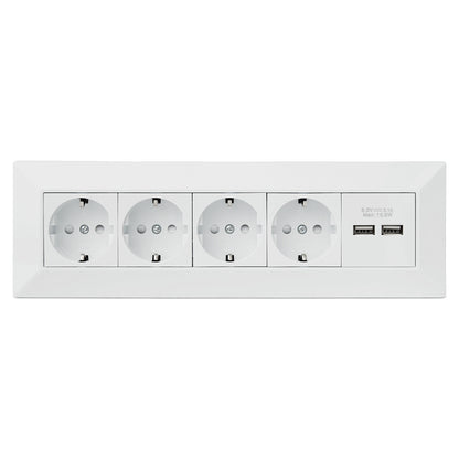 Möbel-Steckdose 4-fach 2x USB-A Mehrfachsteckdose Steckdosenleiste Küche Büro Tisch