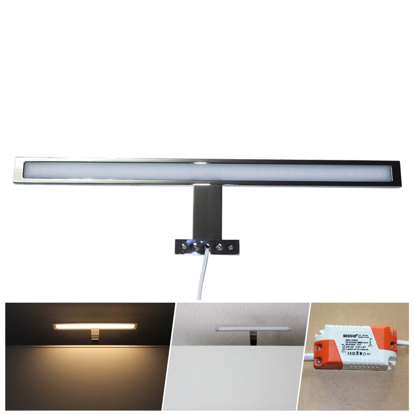 LED Schrankbeleuchtung Regalbeleuchtung Wohnzimmer neutralweiß Edelstahl Lichter 230V neu