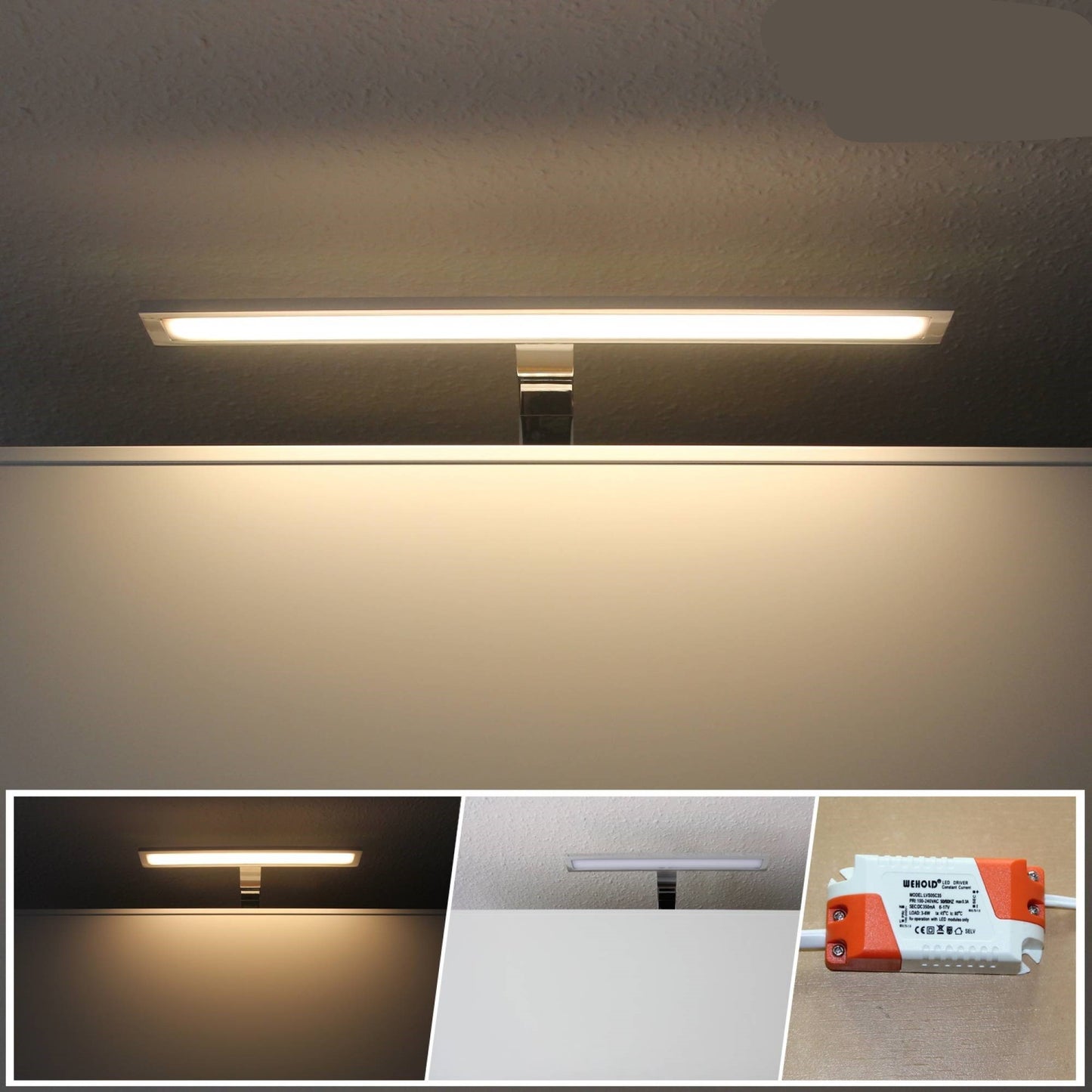 LED Schrankbeleuchtung Regalbeleuchtung Wohnzimmer neutralweiß Edelstahl Lichter 230V neu