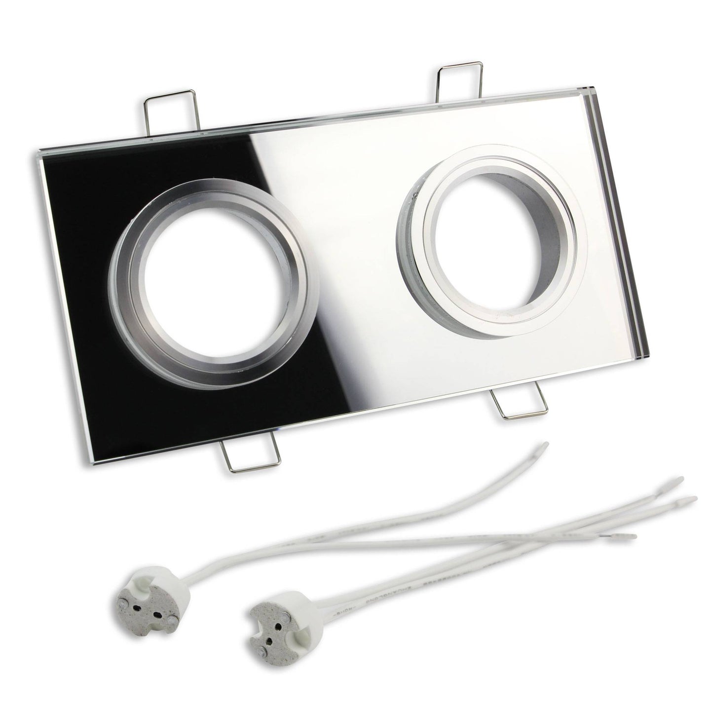 Einbaurahmen GU10 MR16 Glas eckig zweifach Rahmen Einbauleuchte Spot LED Halogen