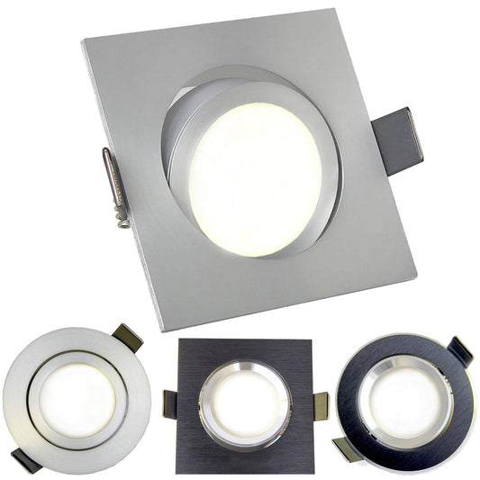 LED Einbaustrahler GU10 12 Volt 5-7 Watt rund eckig schwenkbar Einbauspot 70mm