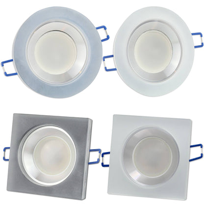 LED Einbaustrahler Glas matt flach 3W 5W 6,5W Einbauspot 70mm Leuchte