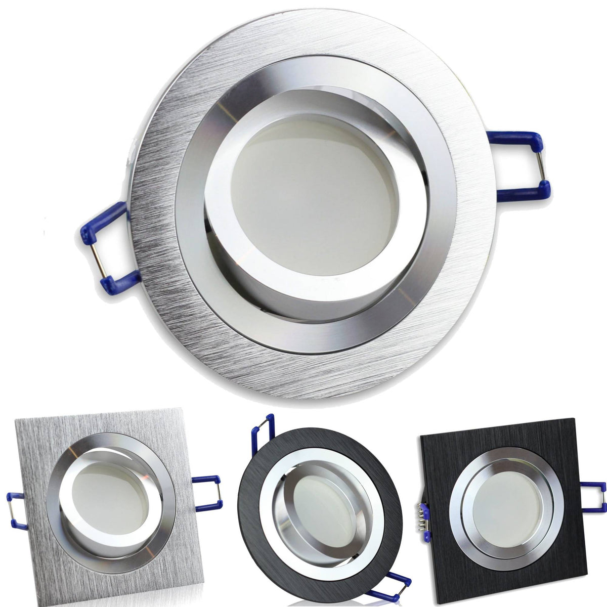 LED Einbaustrahler MR16 12 Volt 5-7W rund eckig Spot 80mm Bohrloch Licht
