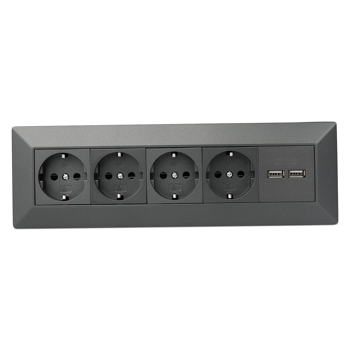 Möbel-Steckdose 4-fach 2x USB Mehrfachsteckdose Steckdosenleiste Küche Büro Tisch