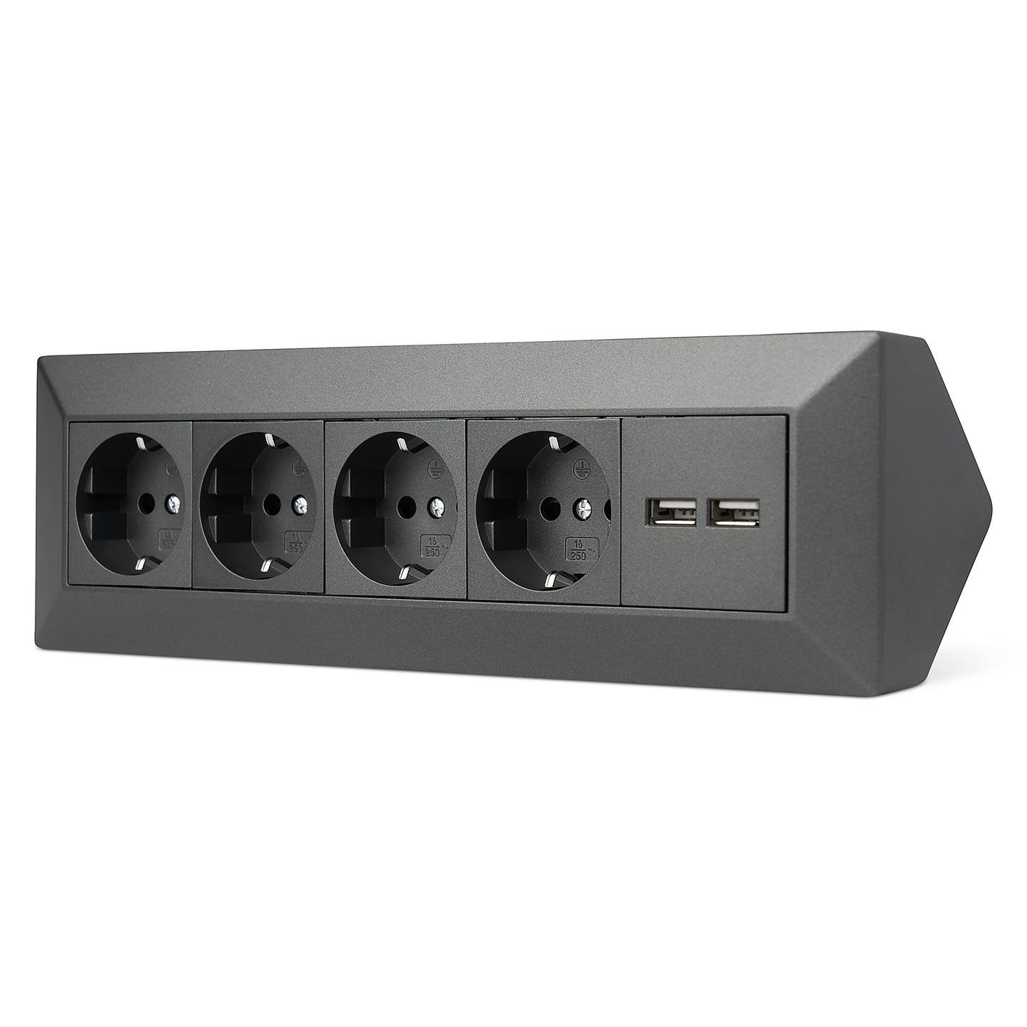 Möbel-Steckdose 4-fach 2x USB Mehrfachsteckdose Steckdosenleiste Küche Büro Tisch