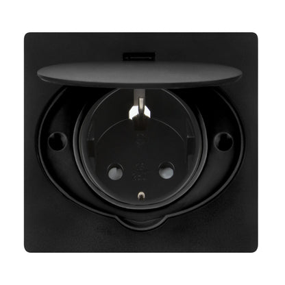 Steckdose für Unterputzmontage IP44 Edelstahl Schuko mit Klapp-Deckel