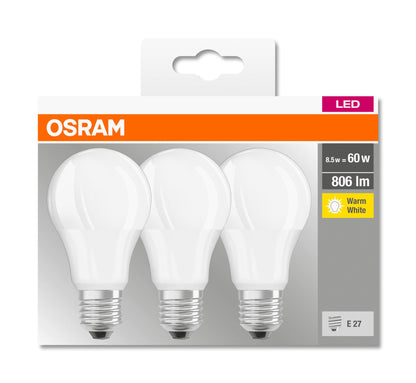 3er-Pack Osram LED Glühbirne Base A60 E27 Glühlampen Birnen warmweiß neutralweiß