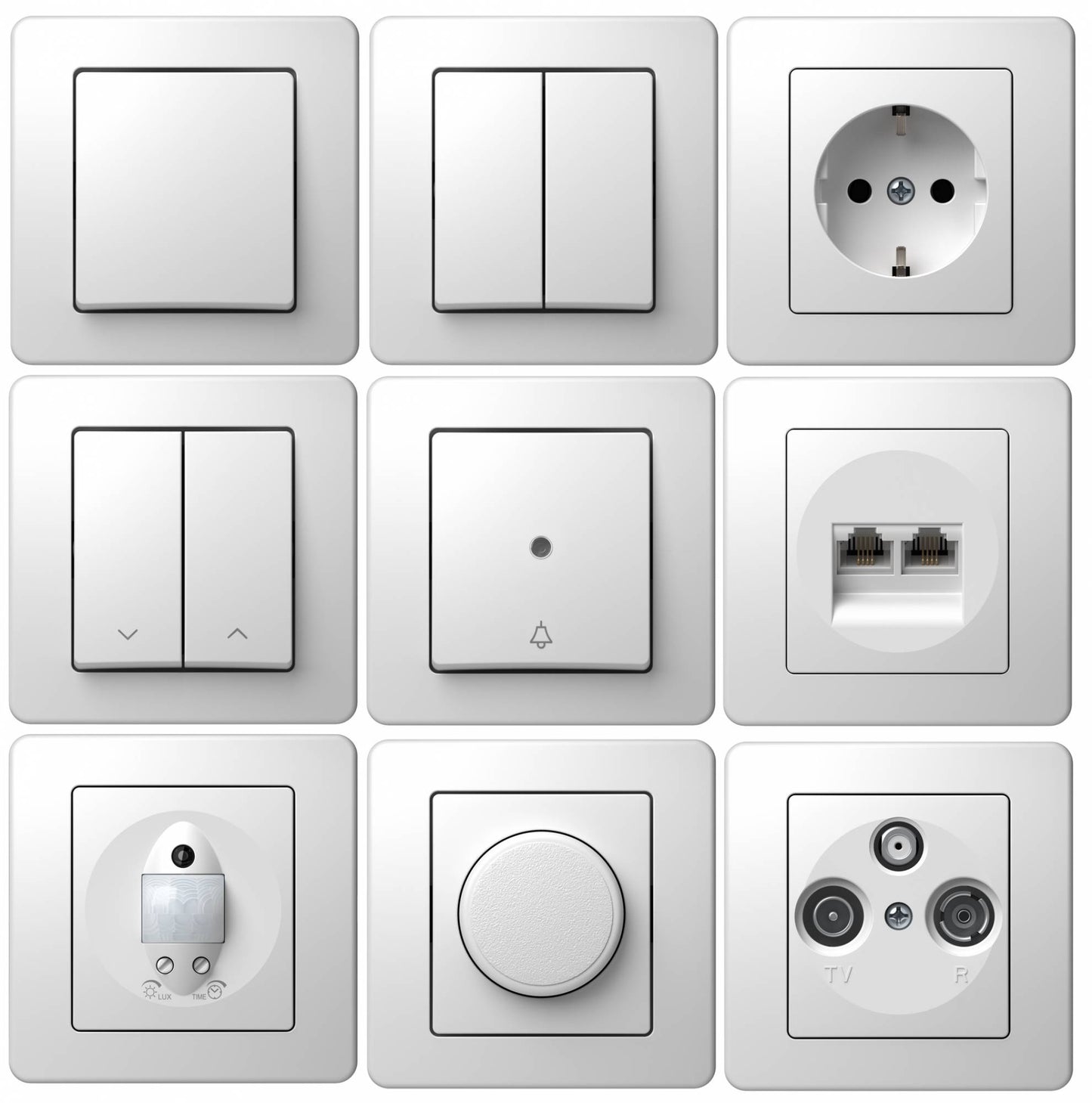 Lichtschalter Taster Schuko Dimmer Jalousie Unterputz Serie | Made in EU