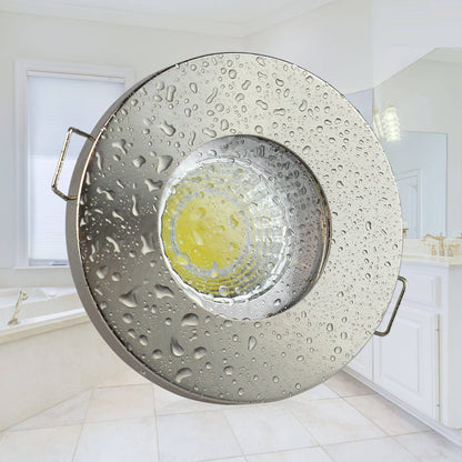 LED Einbaustrahler GU10 Badezimmer Einbaurahmen gebürstet flach rund Dusche Spot