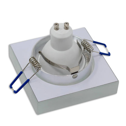 Einbaurahmen GU10 MR16 Glas rund eckig Gehäuse Einbaustrahler Spot LED Halogen