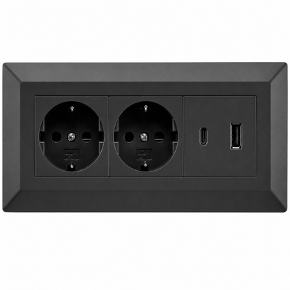 2-fach Steckdosenblock mit USB-A & USB-C – Praktische Stromversorgung in stilvollen Farben