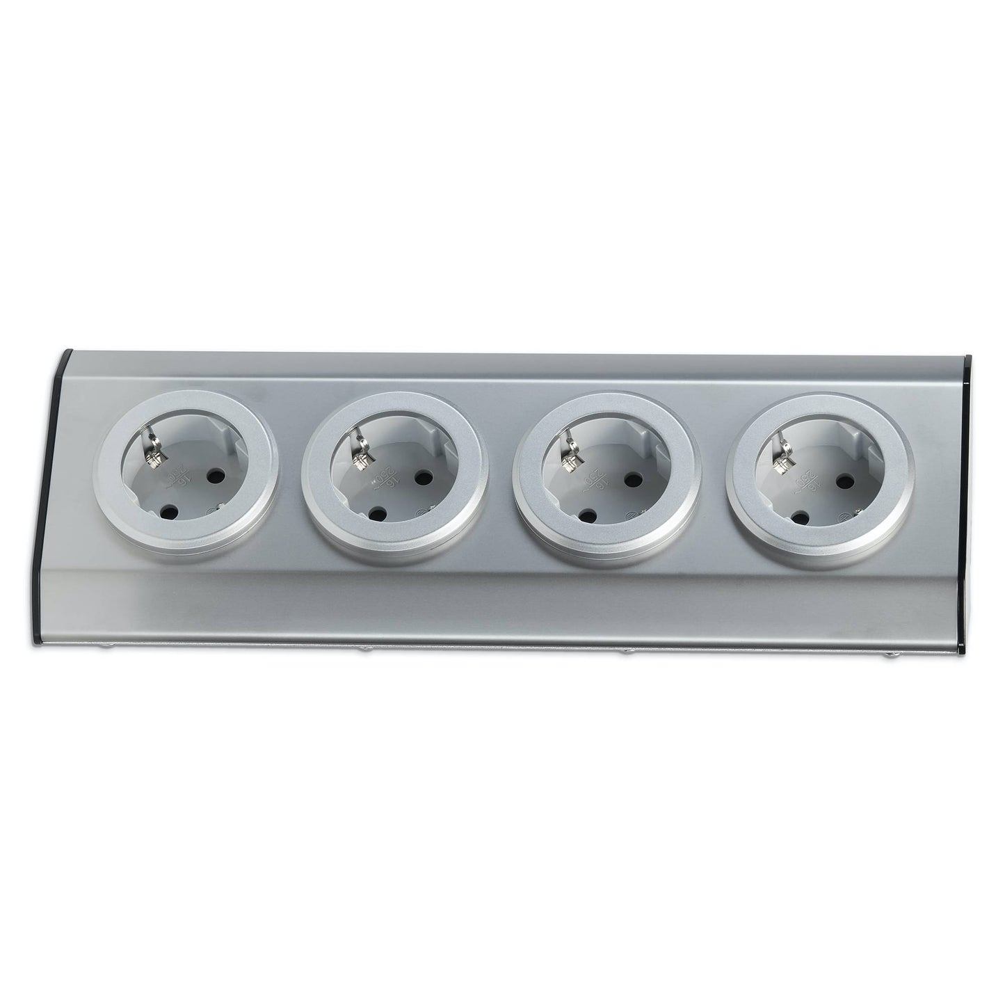 Mehrfachsteckdose 4-fach silber Steckdosenverteiler Steckdosenadapter