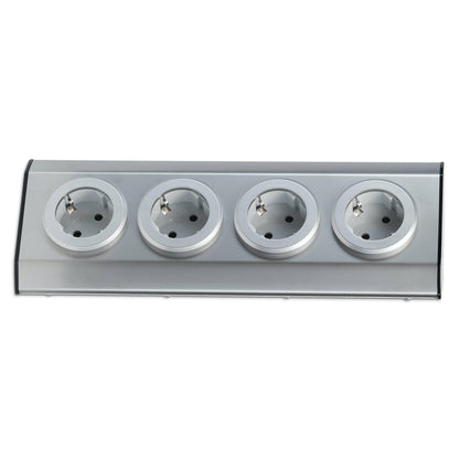 Mehrfachsteckdose 4-fach silber Steckdosenverteiler Steckdosenadapter