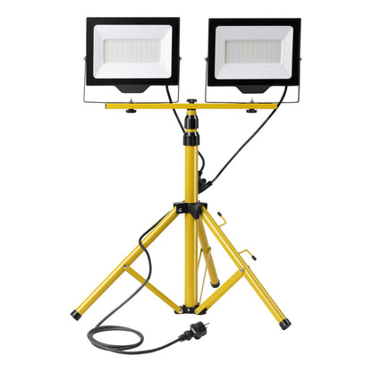 Trano LED Flutlicht Baustrahler Set 2x30W/50W/100W mit Stativ & 2m Kabel | IP65 | 4000K Neutralweiß | 8000lm | höhenverstellbar bis 160cm