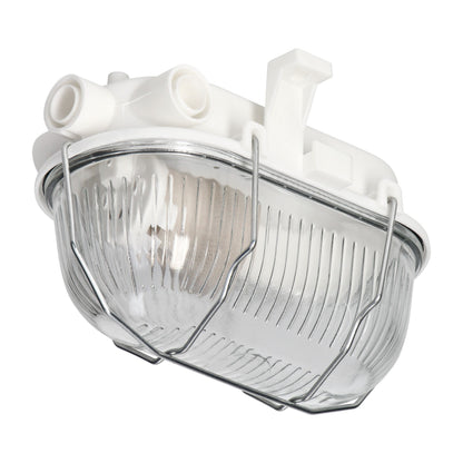 TRANO Kellerlampe Wand-/Deckenleuchte Weiß mit Glasabdeckung E27 IP54 15W max. – Innen & Außen, 230V, 125x115x180mm