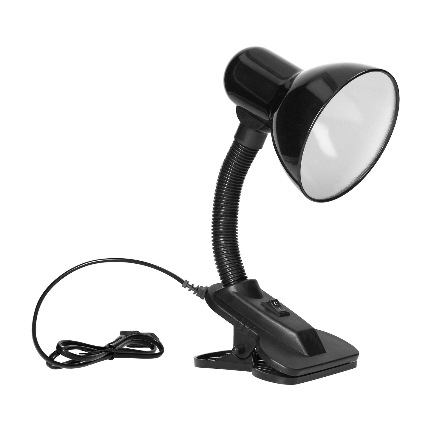 Trano Schreibtischlampe mit Clip, 10W E27, 230V, IP20, Stahl/Kunststoff, verstellbar, schwarz/weiß/rot – mit Schalter, höhenverstellbar
