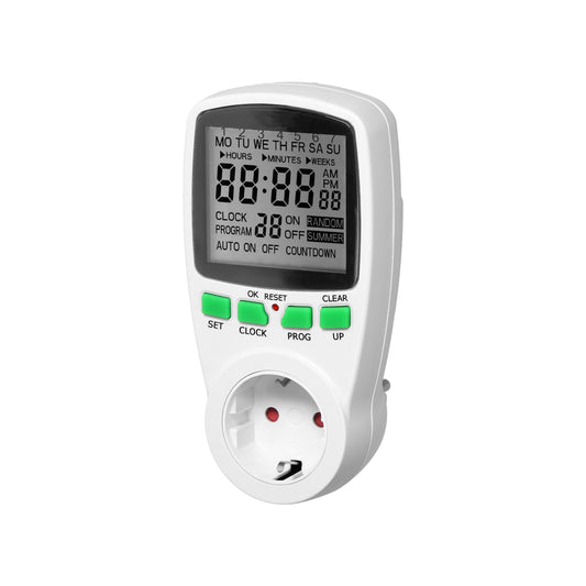 Digitale Zeitschaltuhr mit LCD-Display und Schuko-Steckdose, 16 Programme, 230V~, 3680W, IP20, Eingebauter Akku