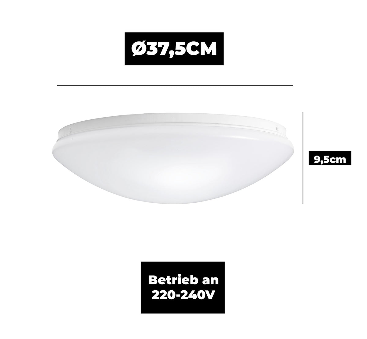 Trano Deckenleuchte für 3x E27, Ø37,5cm - Elegantes Design & Einfache Montage - Ideal für Wohnzimmer, Schlafzimmer, Küche - LED Kompatibel, 180-265V