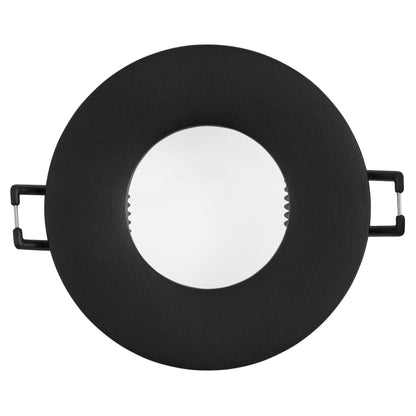 Hochwertiger Runder Einbaurahmen, IP44, Aluminium, für Feuchträume, mit Frontglas, in Matt Weiß/Schwarz/Gebürsteter Edelstahl