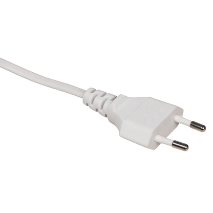 Euro-Netzkabel mit Fußschalter, 2m, Weiß/Schwarz, Blanken Enden, H03VVH2-F, 100W Max