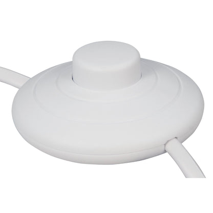 Euro-Netzkabel mit Fußschalter, 2m, Weiß/Schwarz, Blanken Enden, H03VVH2-F, 100W Max