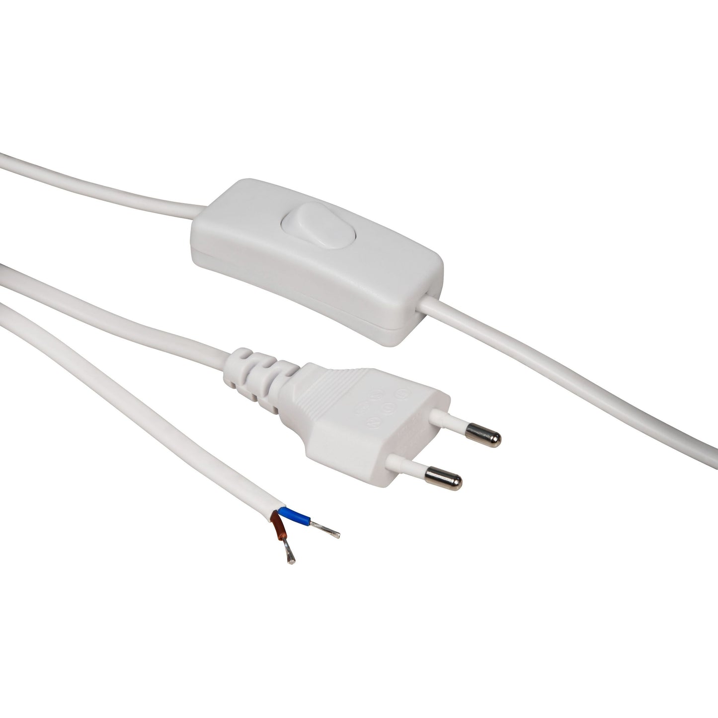 Euro-Netzkabel-Sammlung: Verschiedene Längen und Farben, mit und ohne Schnurschalter, blanken Enden, 2x0,75 mm²