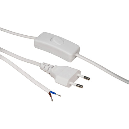 Euro-Netzkabel-Sammlung: Verschiedene Längen und Farben, mit und ohne Schnurschalter, blanken Enden, 2x0,75 mm²