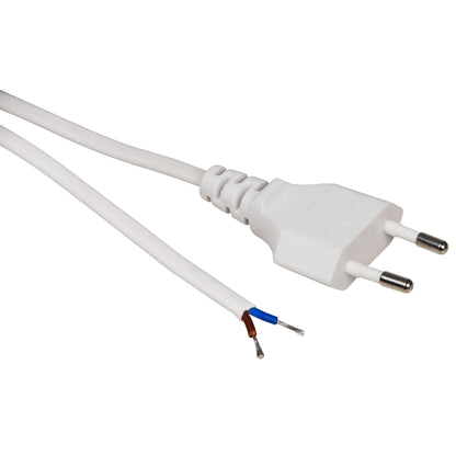 Euro-Netzkabel-Sammlung: Verschiedene Längen und Farben, mit und ohne Schnurschalter, blanken Enden, 2x0,75 mm²