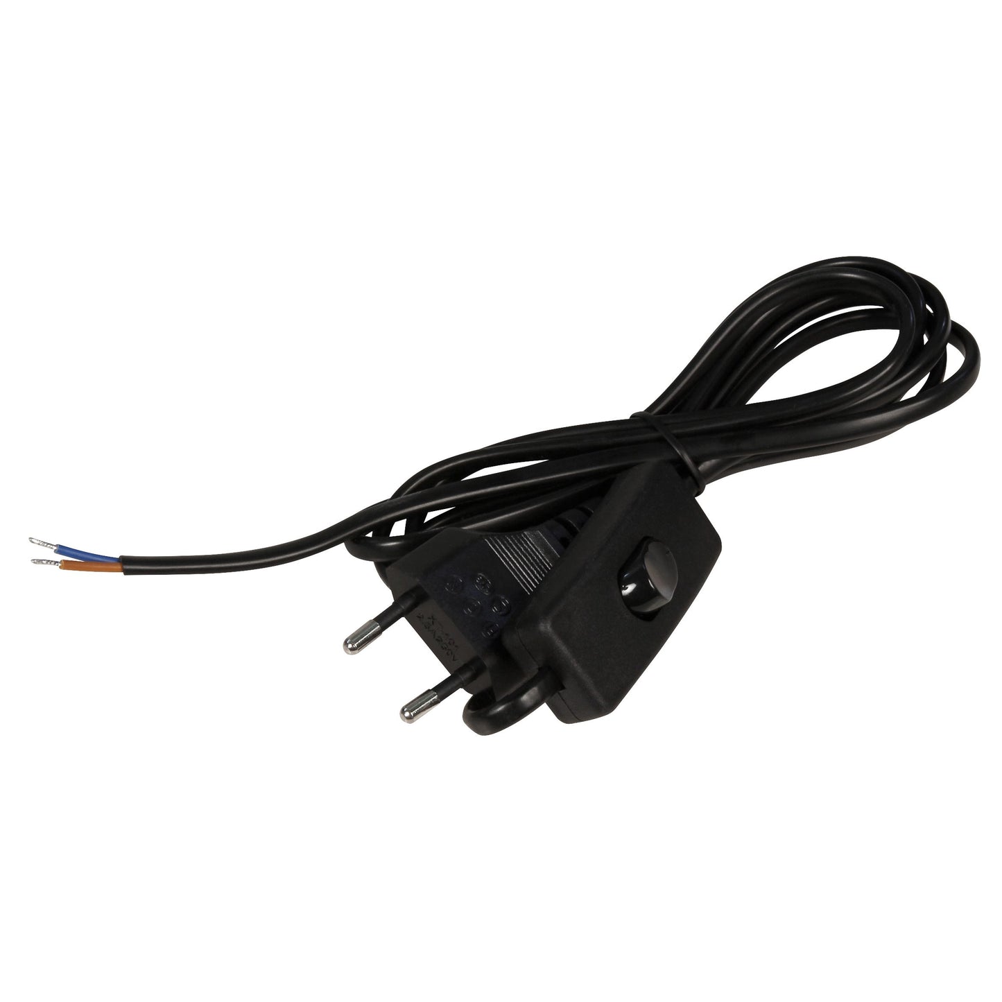 Euro-Netzkabel-Sammlung: Verschiedene Längen und Farben, mit und ohne Schnurschalter, blanken Enden, 2x0,75 mm²