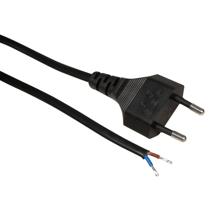 Euro-Netzkabel-Sammlung: Verschiedene Längen und Farben, mit und ohne Schnurschalter, blanken Enden, 2x0,75 mm²