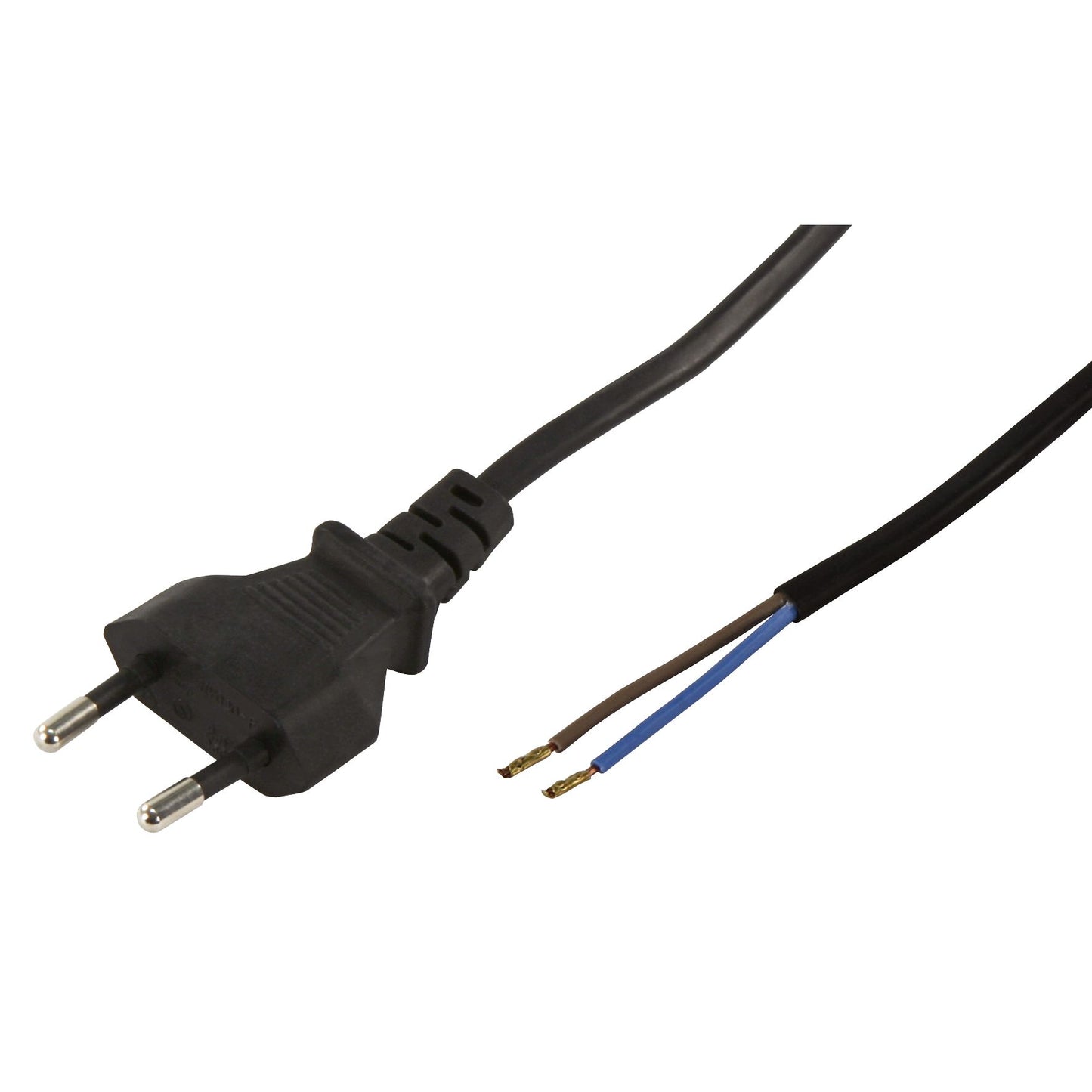 Euro-Netzkabel-Sammlung: Verschiedene Längen und Farben, mit und ohne Schnurschalter, blanken Enden, 2x0,75 mm²