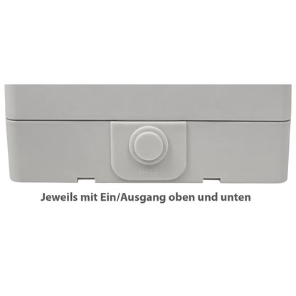 Trano Aufputz Feuchtraum Steckdose | IP44 Spritzwassergeschützt | 250V 16A | Grauschwarz | mit Einsteckschutz | Außenbereich, Keller, Garage