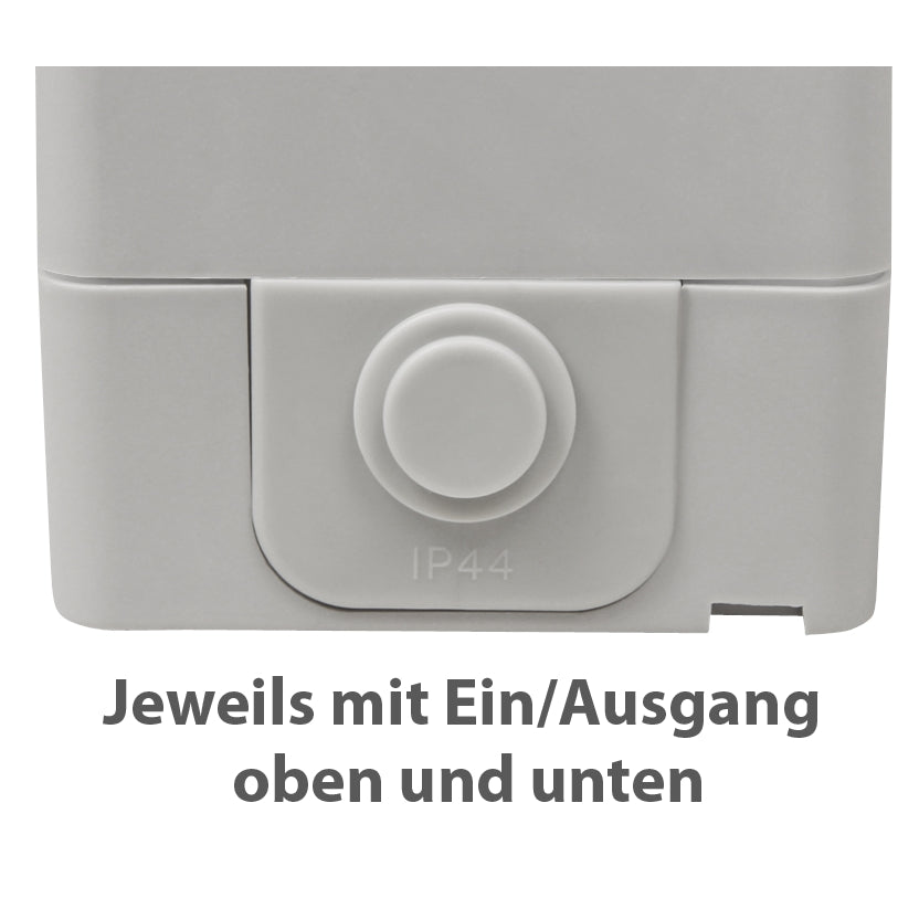 Trano Aufputz Feuchtraum Steckdose | IP44 Spritzwassergeschützt | 250V 16A | Grauschwarz | mit Einsteckschutz | Außenbereich, Keller, Garage