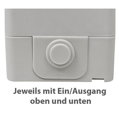 Trano Aufputz Feuchtraum Steckdose | IP44 Spritzwassergeschützt | 250V 16A | Grauschwarz | mit Einsteckschutz | Außenbereich, Keller, Garage